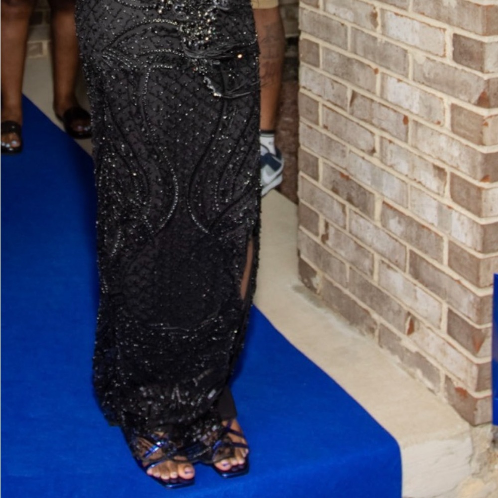 Elegant Black Beaded Evening Dress